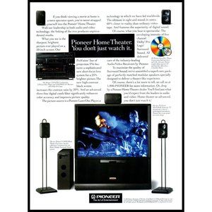 1992 Pioneer Home Theatre Laserdisc Vintage Print Ad 90s Man Cave Tech Wall Art